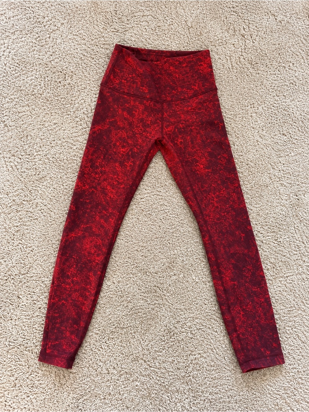 lululemon athletica Red Marble-Print High-Rise Leggings